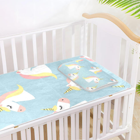 SyXIOP 28" 52" A Cute Cartoon White Unicorns Cooling Baby Crib Mattress x Ultra Soft Pads for Bed Washable