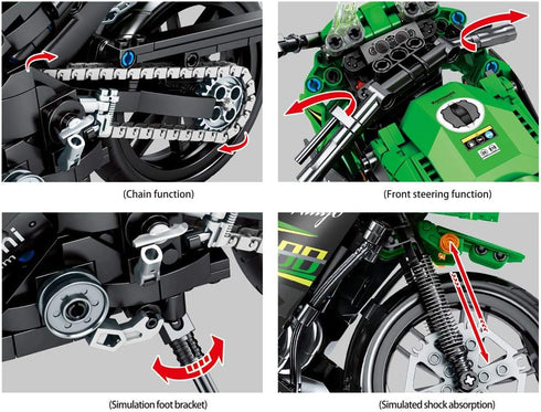 Pasyru Technology Motorbike Building Set, 862 Pcs Superbike for Kawasaki Ninja 400 Model Building Toy