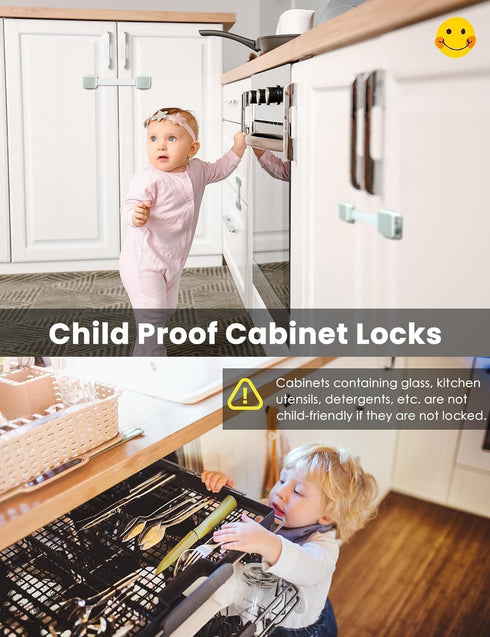 TTMALL 6 Pack 3M Baby Proofing Safety Locks Child Safe for Cabinet Drawer Fridge Oven Dishwasher Doors, Toilet Seat