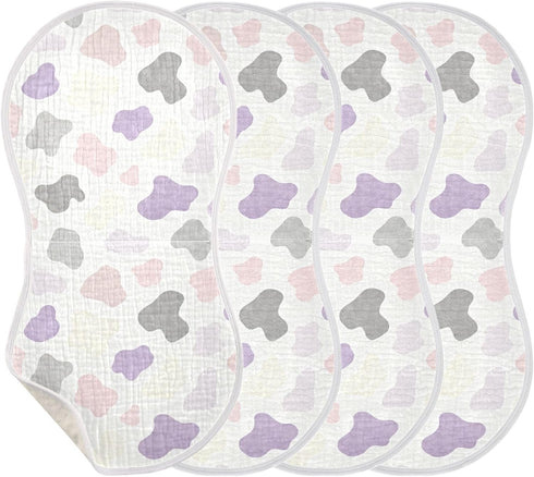 decor gift 4 Pack 22x11in Cotton Muslin Burp Cloths Large Good Absorbent? Abstract Cow Fur Print Soft Purple wash