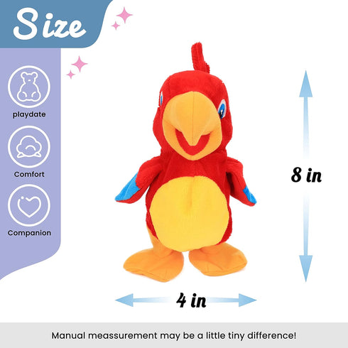 Hopearl Talking Parrot Toy, Interactive Animated Plush Buddy that Repeats What You Say, 8''