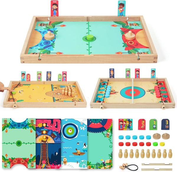 QZMTOY Large Fast Sling Puck Game Air Hocky Table Game Bowling Games
