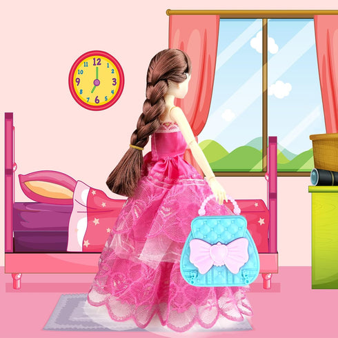 66Pcs Closet 11.5 Inch Set 1 4 5 6 7 8 9 10 Doll Clothes and Accessories with Doll for Doll Dress up with Doll Fashion