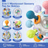 SpringFlower 3 in 1 Montessori Toys for Babies 0-3-6-12 Months, Rattle Teether, Baby Blocks, Soft Stacking Rings