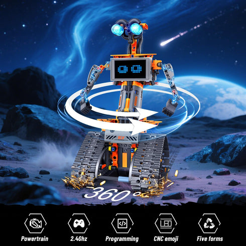 18 Sets, 5-in-1 Programmable 8-14 HOGOKIDS Robot Toys with LED Eyes & Expression Building App & Remote Control