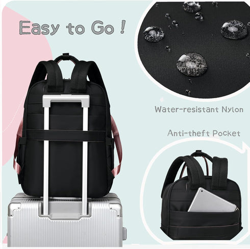 18 Backpack 4 LORADI Pockets Large Diaper Bag with Insulated Pockets and Stroller Clips, Baby Shower Essentials (Black