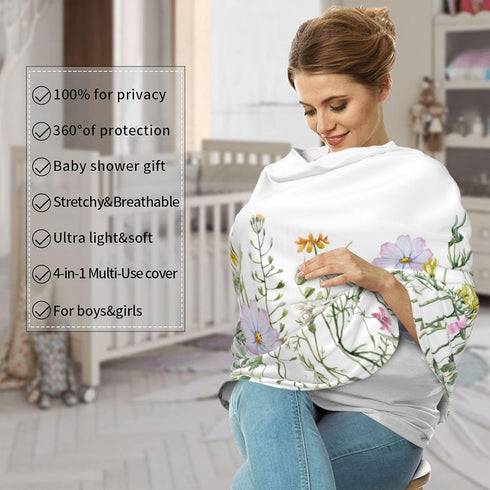 Schgap Wildflowers Car Seat Covers for Baby, Nursing Cover Breastfeeding Baby Carrier Covers Carseat Canopy for Newborn