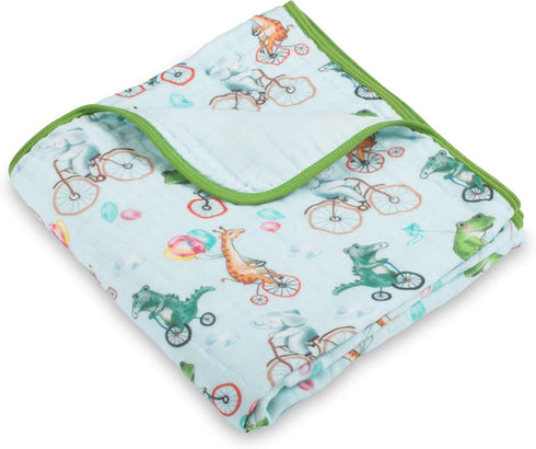 LollyBanks Muslin Quilt, 100% Cotton Lightweight 6-Layer Baby Blanket for Boys and