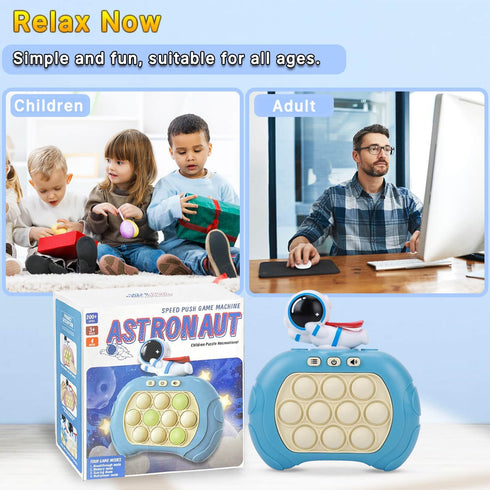 Fast Push Bubble Game for Kids & Adults, Version 2, Light Up Handheld Fidget Toy for 8-12 Year Olds