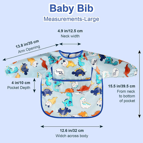 Accmor 4-Pack Waterproof Long Sleeve Bibs for Toddlers - Ideal for Mess-Free Feeding