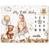 Boho Sleeping Bear Monthly Baby Milestone Blanket, Brown Bear Balloon Flannel for Newborns
