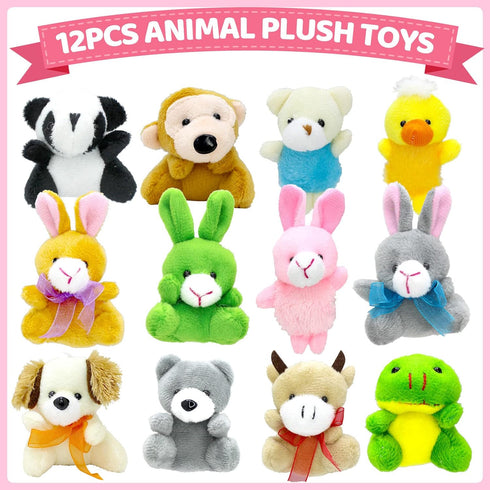 Tuzuaol 12 Pcs Easter Eggs Filled with Mini Plush Animals Toy for Easter Basket Stuffers, Prefilled Easter Eggs