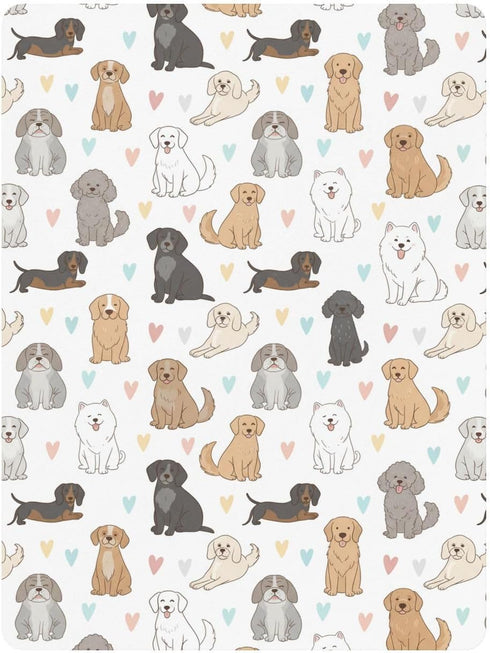 innewgogo 1 Pack 52" 28" Cute Pets Dogs Hearts Print Baby Cotton Fitted Crib Sheet for Boys Girls Soft Breathable