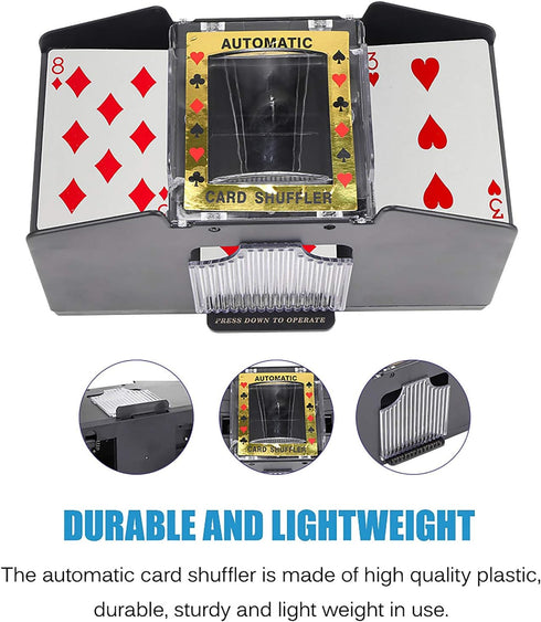 S SUNSBELL Automatic Card Shuffler - Battery Operated Poker Shuffling Machine for Five Crowns, Poker, Blackjack