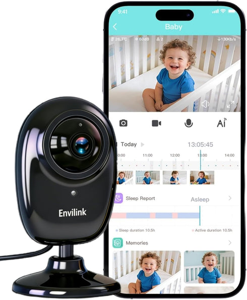 Envilink Upgrade Smart 1080P WiFi Baby Camera with APP, Video Baby Monitor with