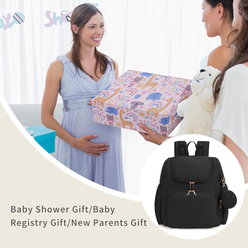 Backpack CEI-CEI Neoprene Diaper Bag Stylish Baby Maternity Bags Travel Tote for Mom with Insulated Pockets, Changing
