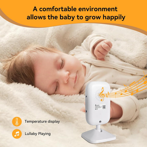 ebemate Video Baby Monitor Camera, 2-Way Talk Audio Cam Monitor with Lullabies, 2.8" LCD Screen