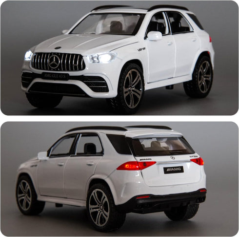 Benz GLE63S AMG Model Car 1/32 Alloy Diecast Pull Back Toy Car with Light and Sound for Boys Girls Gift (White)