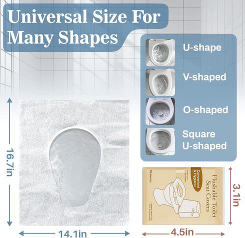 RAINFLOW 10 Pack Toilet Seat Covers Disposable Flushable - Portable Travel Toilet Seat Cover, Individually Wrapped