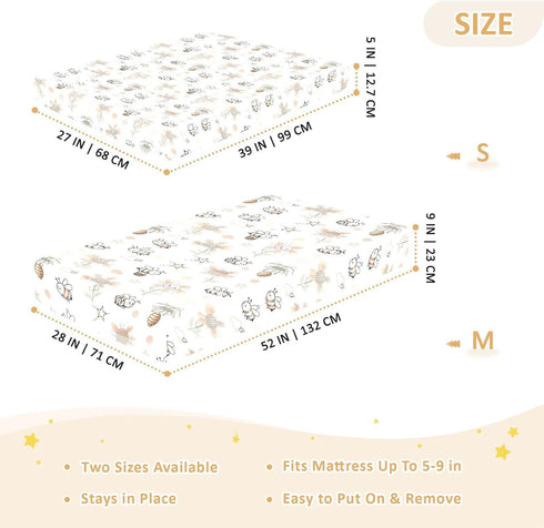 miaozhen 1 Pack 52x28 Cotton Baby Crib Sheets Soft Stretchy Funny Sunflower and Bee Boy Girl Crib Sheet for Nursery