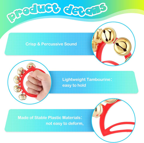 Yeshone 32 Pcs Hand Bells Jingle Bells Bulk, Noise Makers for Kids, Musical Instruments for Parties