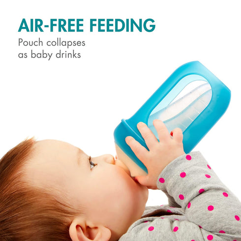 Boon 2 8 Oz 3 Count Nursh Reusable Silicone Baby Bottles with Conversion Straw Sippy Cup Lids - Stage Medium Flow
