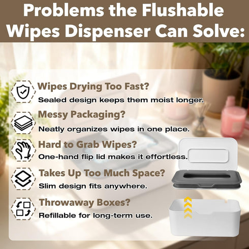 Stitokg Flushable Wipes Dispenser, Wipes Case Baby Wipe Holder Durable PP Material for Nursery & Home, Keeps Wipes