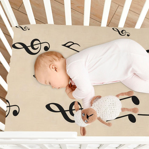 Gravopti 39X27 Inch Music Notes Crib Sheets for Girls and Boys, Soft Breathable Cotton Crib Sheets for Toddler Bed