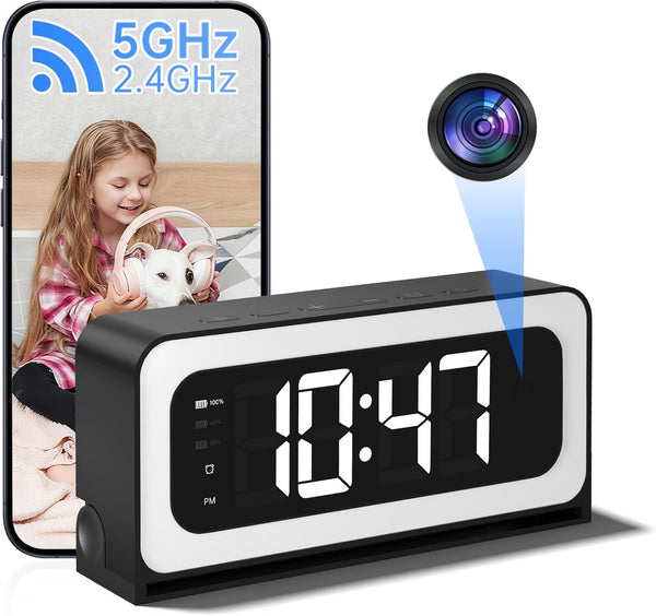 JUFLSKY Clock Camera,5G&2.4G WiFi Security Camera Indoor,2K Cameras for Home Security,3 in 1