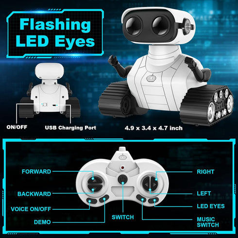 Hamourd 3 Robot Toys for Years Old Boys Girls- Rechargeable Remote Control Robots, Emo Robot with Auto-Demonstration