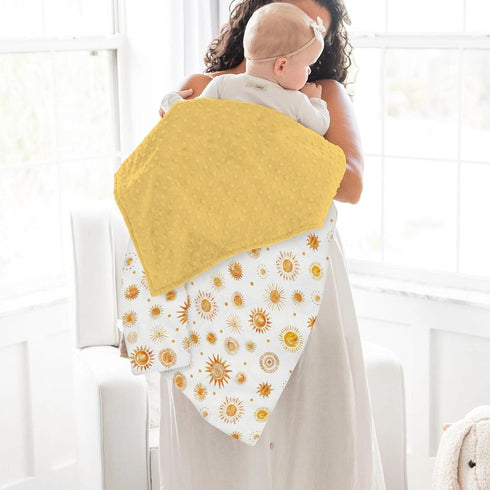 Summer 30x40 Watercolor Boho Suns Baby Blankets for Girl Boy Tribal Sun Totem Soft Mink Dotted Backing Double Layer