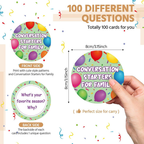 100 Pcs Family Conversation Cards Bulk Kids Question Card Games Fun Conversation Starters Cards Conversation Cards Game for Kid Adult Family Road Trips Build Parent Child Relationship