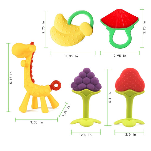 Baby Teething Toys for Newborn (5-Pack), Freezer Safe BPA Free Infant and Toddler Silicone Teethers to Soothe Babies