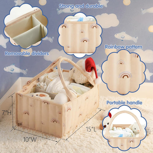 Geetery Diaper Caddy Organizer for Newborn & Nursery- Large, Sturdy Storage Basket for Diapers, Wipes & Baby Diapers