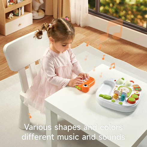 eJog Pup Baby Activity Table Learning & Fun, Baby DJ Table for Sitting Play, Keyboard Musical Toy and Detachable Red