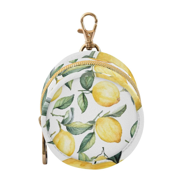 PYBUG Lemon Round Pacifier Storage Case, Polyester & TPU Lined with Hook Buckle,