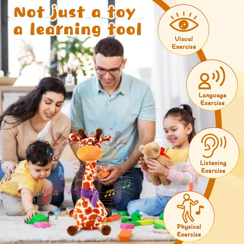 JISON21 Dancing Talking Giraffe Plush Toy, Funny Singing Recording & Repeating Musical Giraffe, Unique Valentine's Day