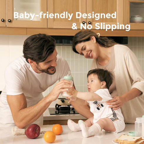 Momcozy 11 oz, 4 Natural Baby Bottle, Wide-Neck, BPA Free Breast Milk Container, Storage Collection Bottle for Fridge