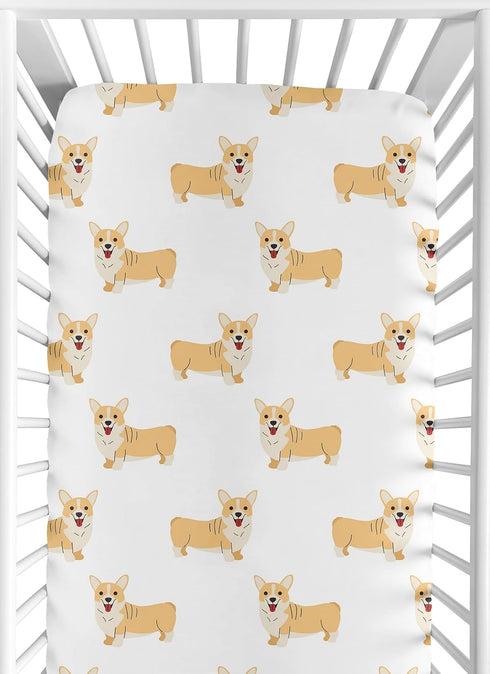 Sweet Jojo Designs Fitted Baby Crib Sheets (Corgi Puppy Dog) for Boys