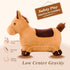 INPANY Bouncy Horse for Toddlers, Plush Brown Inflatable Ride-On Animal Toy with Pump