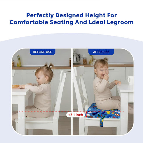 Toddler Booster Seat for Dining Table & Kitchen Chairs - Premium Foam with Non-Slip Bottom & Double Adjustable Straps