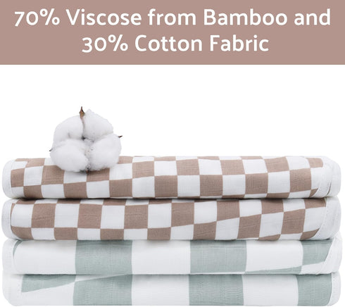 LifeTree 2 Pack Muslin Baby Burp Cloths - Large 70% Viscose from Bamboo & Cotton