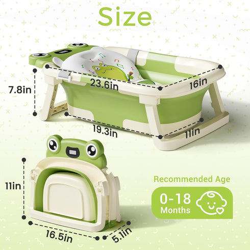 0-24 BUNWAG Baby Bathtub, Collapsible Newborn Bathtub for Infant to Toddler Months with Soft Cushion