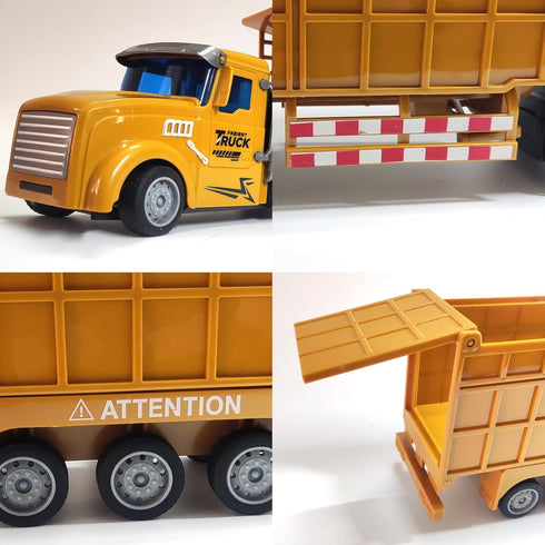 17.3" 2 1:32 3 4 5 Remote Control Dump Toy for Kids - RC Semi Truck with Batteries, Construction Vehicles with Lights
