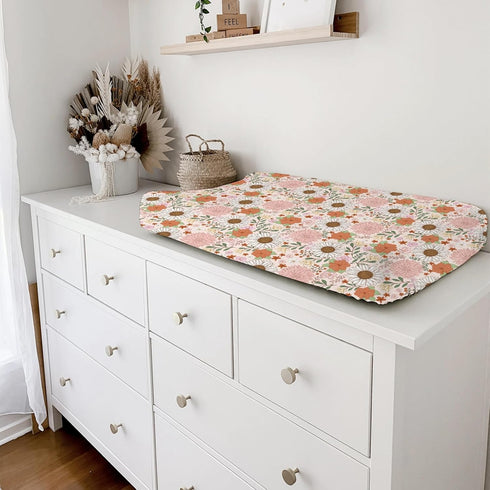 Retro Boho Floral Changing Pad Covers, Vintage Flowers Unisex Diaper Change Pad Sheets for Boys Girls, 32''x16''