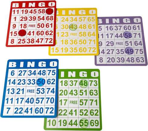Yuanhe 50 Bingo Game Cards - Bingo Set for Kids Party, Paper Card Games for School and Family Activities