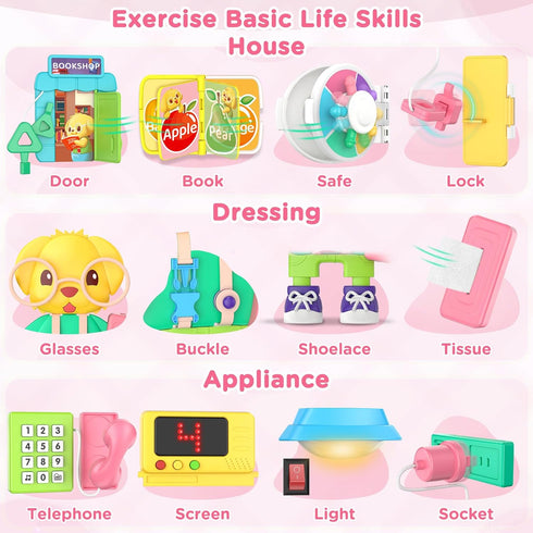 1+ 1-2, 1st 1+ Montessori Toys for Year Old Girl Gifts, Busy Board Educational Toddler Toy Age First Christmas Birthday