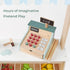 PairPear Wooden Toy Cash Register with Scanner and Credit Card, Kids Pretend Play Money Counting Toy for Boys Girls 3+