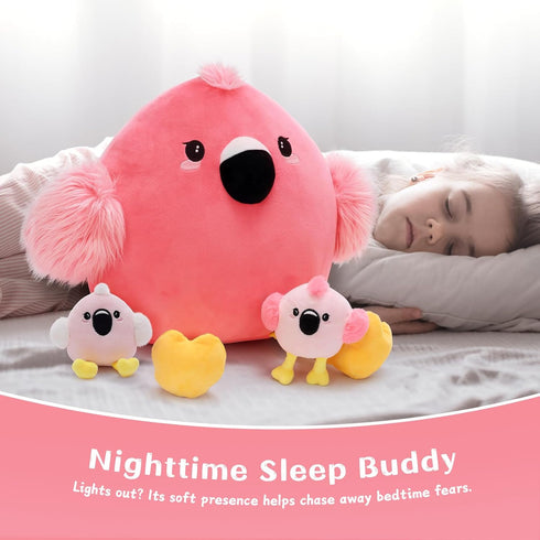 Tummy Mommy 4 Tezituor Pink Flamingo Stuffed Animal,Easter Valentines Gifts Flamingo Plush for Girls Kids Toddlers