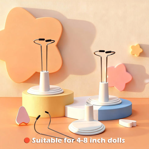 Bofiyma 3 Pack 4-8 Inches Adjustable Doll Stand - Compatible with labubu, Display Holder for Figures, White Plastic